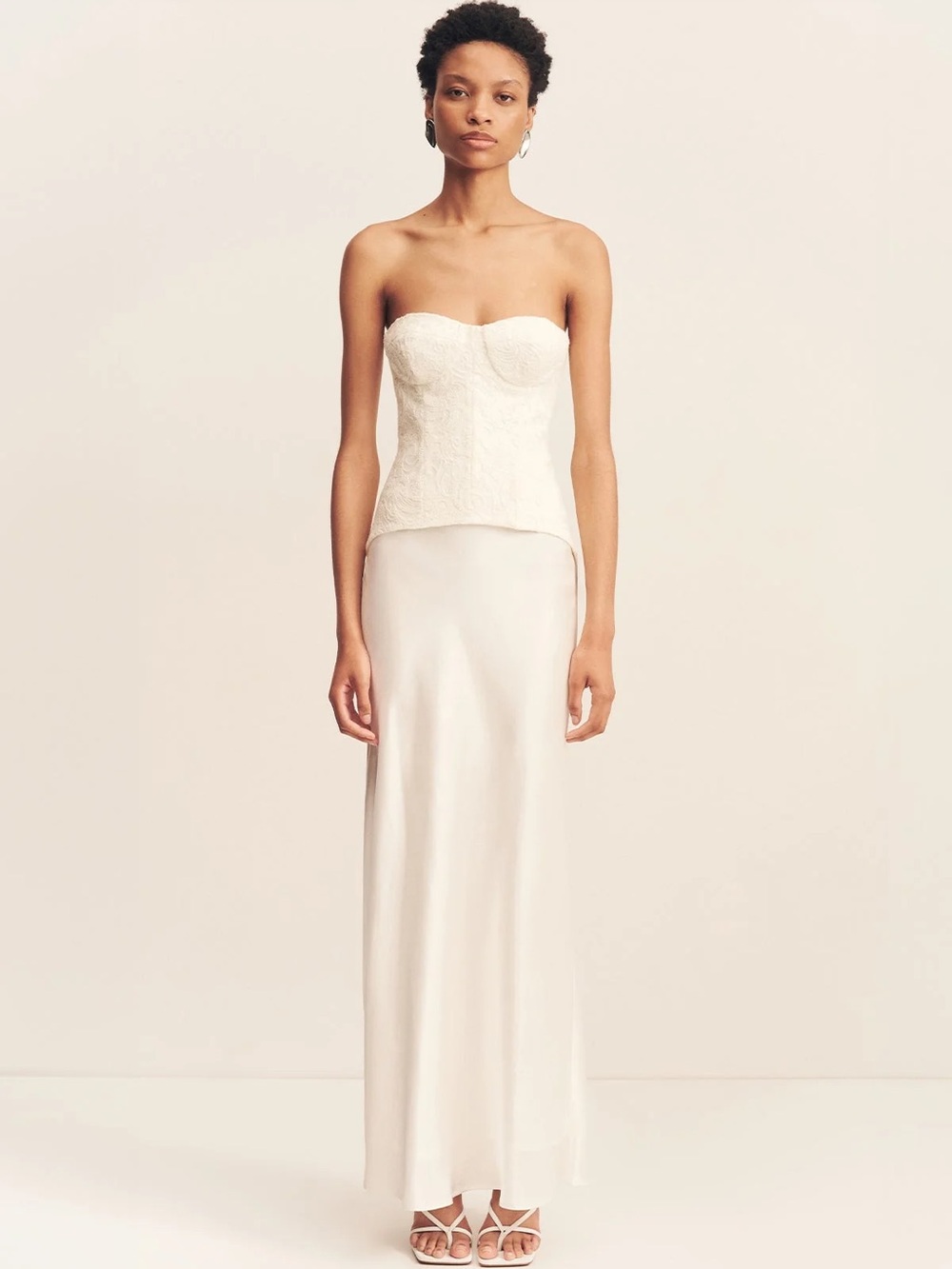 Shona Joy Luminous Lace Strapless Bustier - Ivory Size 10
